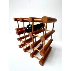 Mid-Century Scandinavian Modern Oak Wine Rack